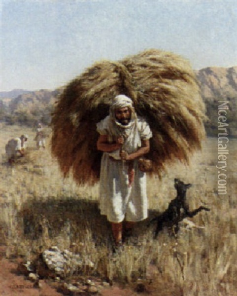 Arabs Haying In The Fields Oil Painting - Paul Jean Baptiste Lazerges
