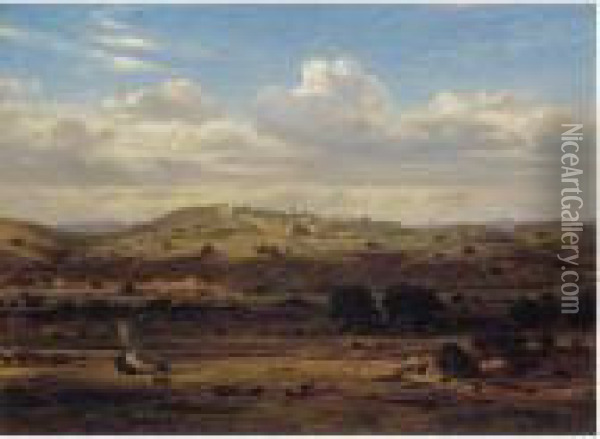 Bethlehem Oil Painting - Eduard Hildebrandt