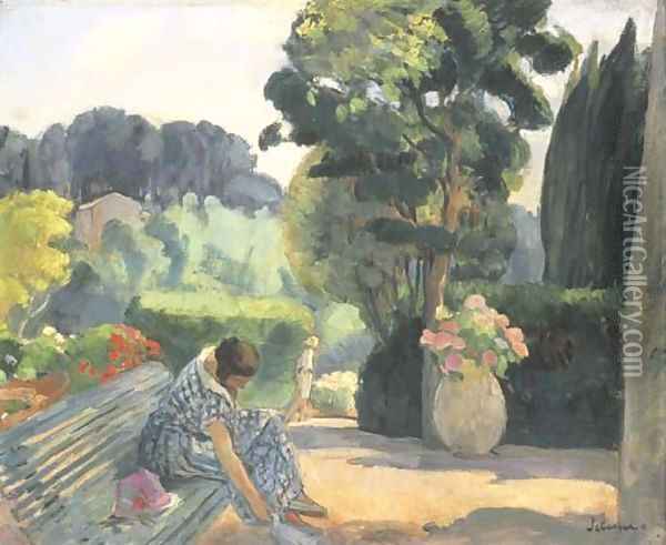 La terrasse au Pradet Oil Painting - Henri Lebasque