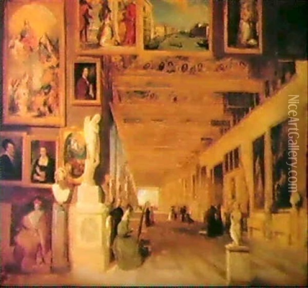 The Long Gallery Of The Uffizi Oil Painting - John Scarlett Davis