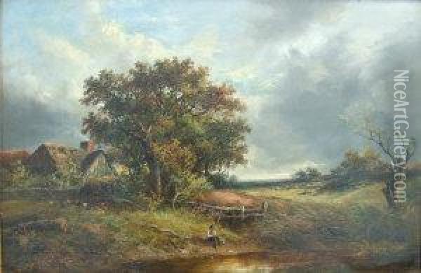 Showery Day In Surrey Oil Painting - Joseph Thors