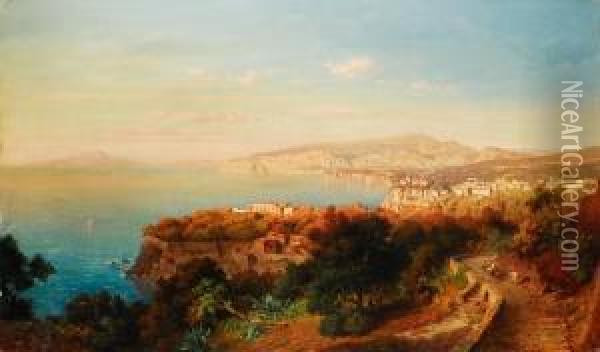 Blick Auf Die Bucht Vor Capri Oil Painting - Friedrich Bamberger