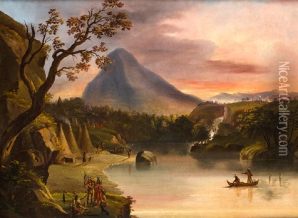 Nacimiento Del Rio Mississippi Oil Painting - Nicolino V. Calyo
