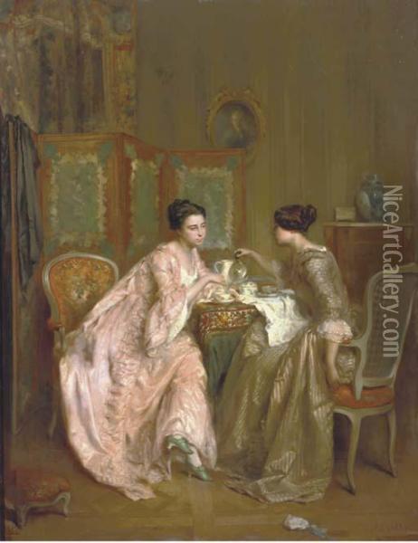 A Cup Of Tea Oil Painting - Antoine Emile Plassan