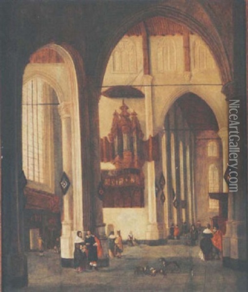 The Interior Of The Laurenskerk, Rotterdam Oil Painting - Anthonie Delorme