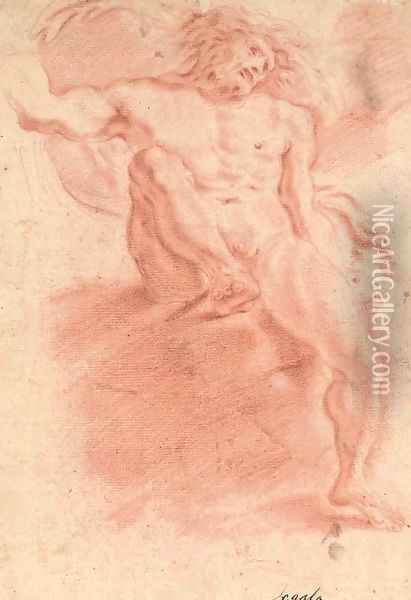 A seated nude lifting his right leg Oil Painting - Domenico Maria Canuti