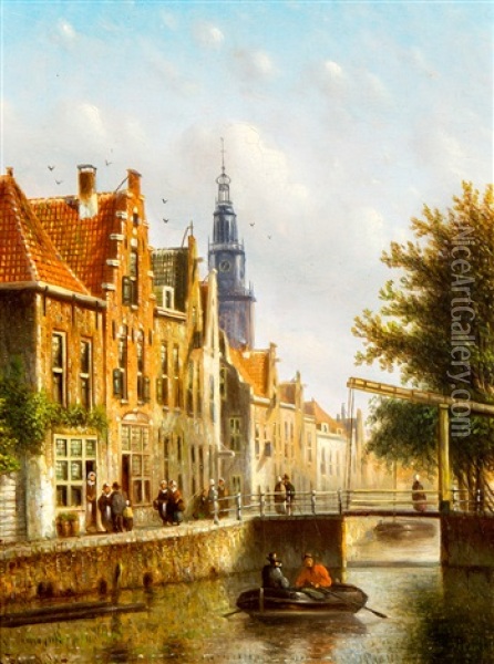 View On The Zuiderkerk, Amsterdam Oil Painting - Johannes Franciscus Spohler