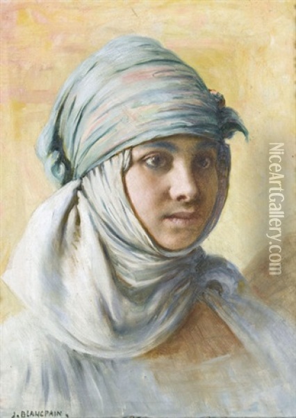 Portrat Eines Algerischen Madchens Oil Painting - Jules Blancpain