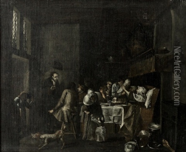 Figures In An Interior (2) Oil Painting - Jan Josef Horemans the Elder