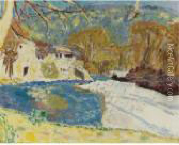 Paysage Blanc A La Riviere Oil Painting - Pierre Bonnard