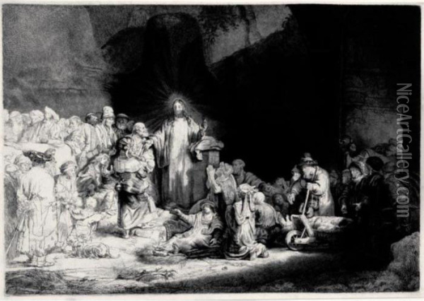 The Hundred Guilder Print (b., Holl.74; H.236; Bb.49-1) Oil Painting - Rembrandt Van Rijn