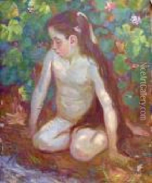 Petite Fille Aux Cheveux Longs Oil Painting - Raphael-Leon Leguilloux