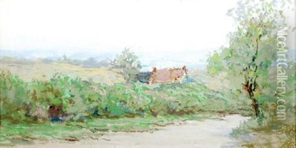 A Country Lane Oil Painting - William Parsons W. Dana