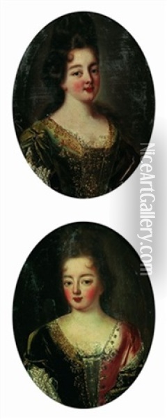 Portrait De La Duchesse Du Maine(?) (+ Portrait De La Duchesse De Bourgogne(?); Pair) Oil Painting - Pierre Mignard the Elder