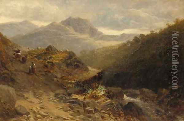 Mountain path, North Wales Oil Painting - Thomas Morris Ash