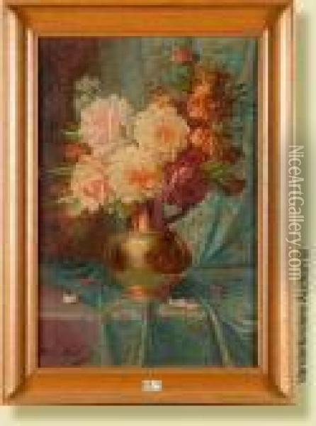 Vase De Roses Oil Painting - Max Carlier