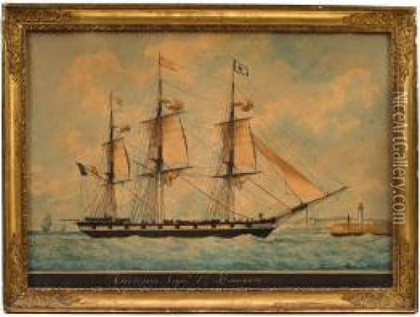 The Ship Cherence Oil Painting - Francois-Joseph-Frederic Roux