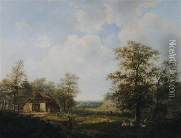 Dutch Landscape Oil Painting - Marinus Adrianus Koekkoek