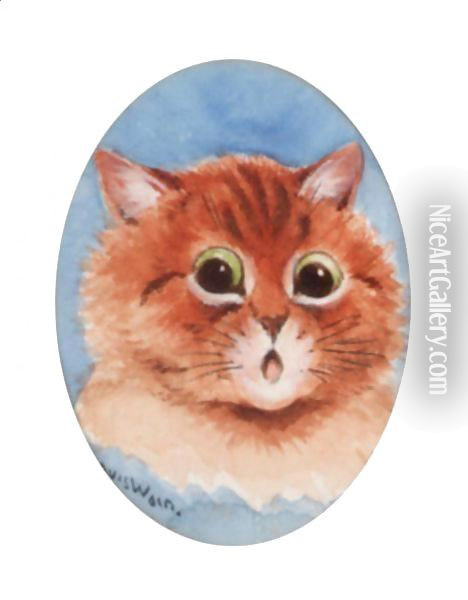 Study Of Cats Head'S Oil Painting - Louis Wain