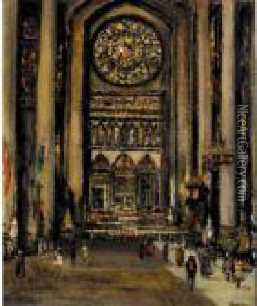 The Interior Of Rouen Cathedral Oil Painting - James Kay