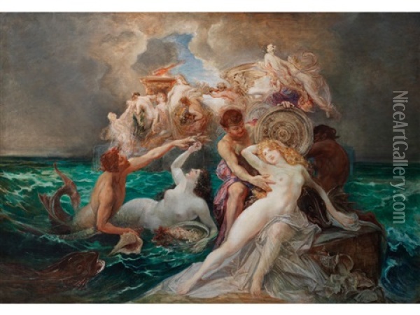 Poseidon Und Die Nereiden Oil Painting - Friedrich Ernst Wolfrom