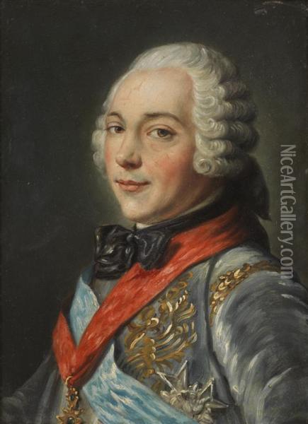 Portrait Du Marechal De Belle Isle Oil Painting - Maurice Quentin de La Tour