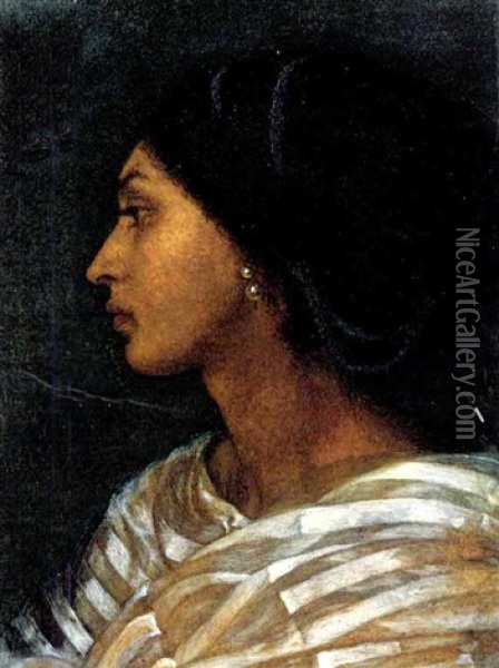 Head Of A Mulato Woman. Oil Painting - Joanna Mary (Boyce) Wells