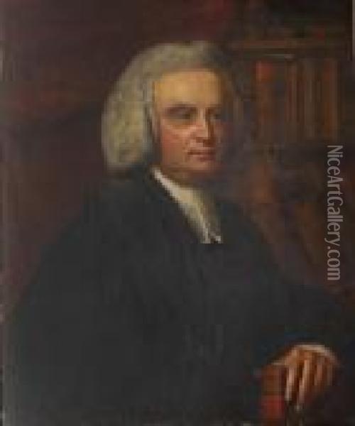 Portrait Of A Clergyman, In His Library Oil Painting - George Romney