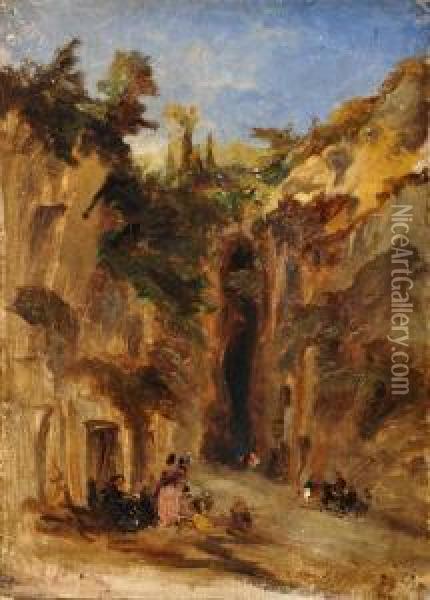 Grotta Di Mergellina Oil Painting - Anthonie Sminck Pitloo
