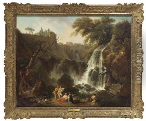 The Waterfalls Near Tivoli With The Villa Of Maecenas Oil Painting - Claude-joseph Vernet