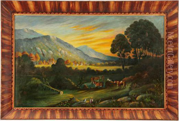 The Last Gleam Oil Painting - J.H. Adams