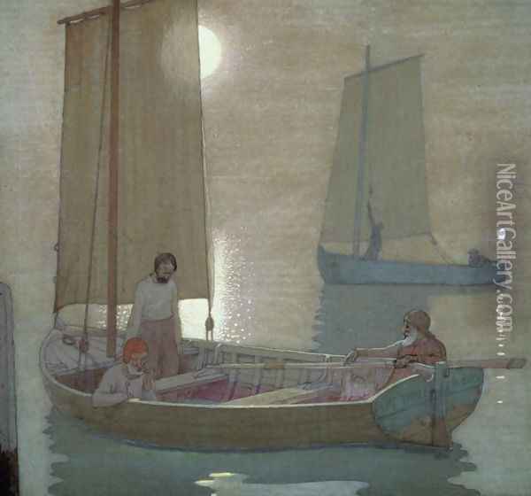 The Three Brothers, c.1897 Oil Painting - Frederick Cayley Robinson