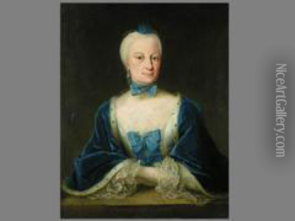 Portrait Einer Dame Mit Blauer Schleife Oil Painting - Georg Desmares