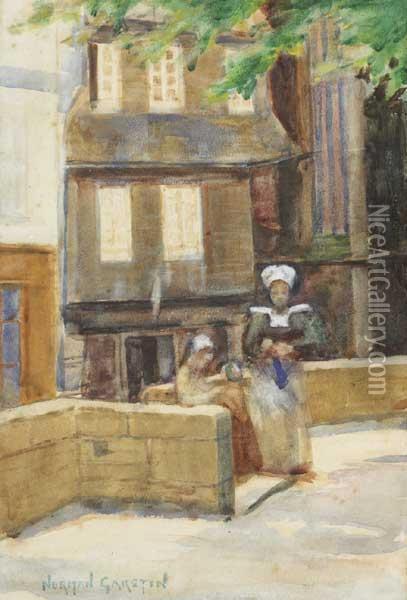 A Corner By The Church Oil Painting - Norman Garstin