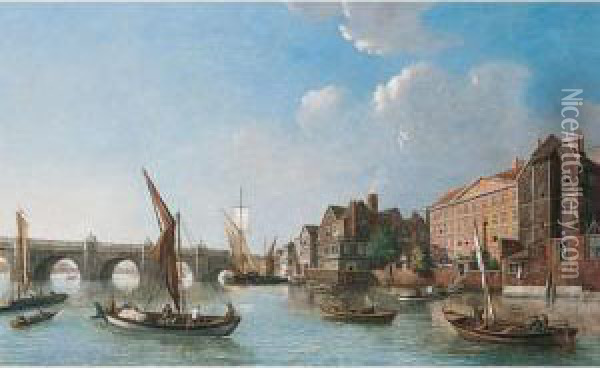 A View Of Westminster Bridge And Surrounding Buildings Oil Painting - Samuel Scott