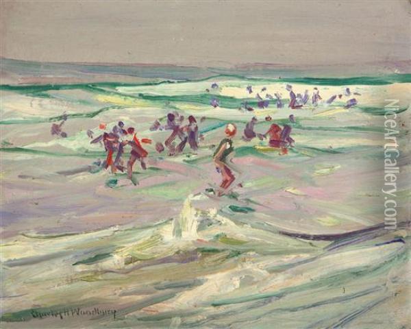 Bathing Beach Oil Painting - Charles Herbert Woodbury