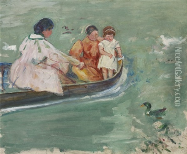 On The Water (feeding The Ducks; Promenade Sur L'eau) Oil Painting - Mary Cassatt