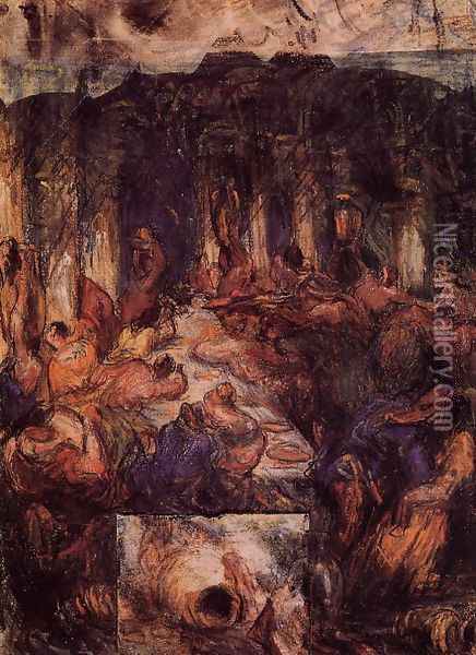 The Feast Oil Painting - Paul Cezanne