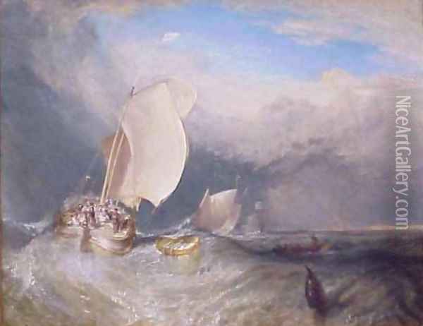 Fishing Boats with Huckster Bargaining for Fish Oil Painting - Joseph Mallord William Turner