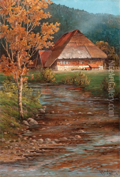 Schwarzwaldhof Im Herbst Oil Painting - Karl Hauptmann
