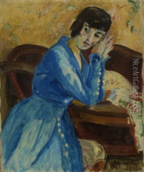 Bildnis Der Frau Des Kunstlers, Baladine Klossowska Oil Painting - Erich Klossowski