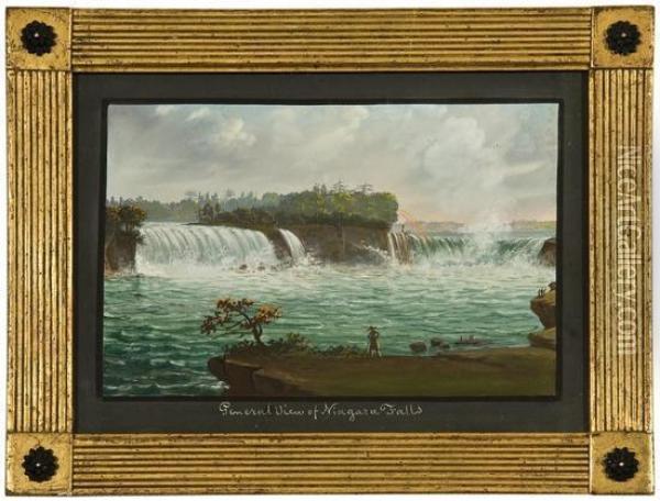 General View Of Niagara Falls. Oil Painting - Nicolino Calyo