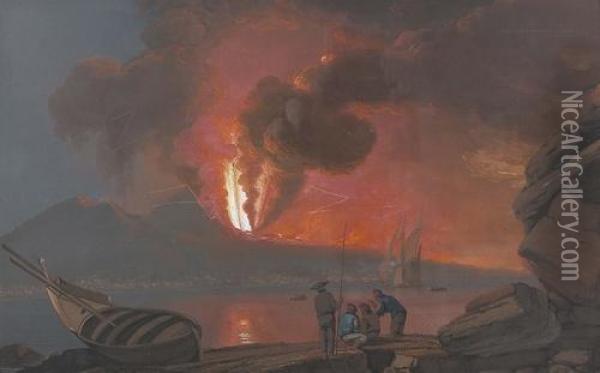 Umkreis
Der Ausbruch Des Vesuvs Vom Capo Di Posillipo Aus Gesehen. Oil Painting - Jacob Philipp Hackert