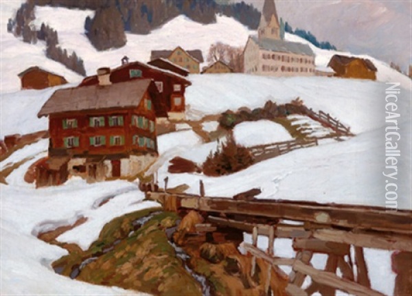 Hauser Im Schnee Oil Painting - Carl (Karl, Charles) O'Lynch of Town