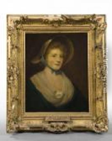 Portrait Of A Lady Wearing A Bonnet Oil Painting - George Romney