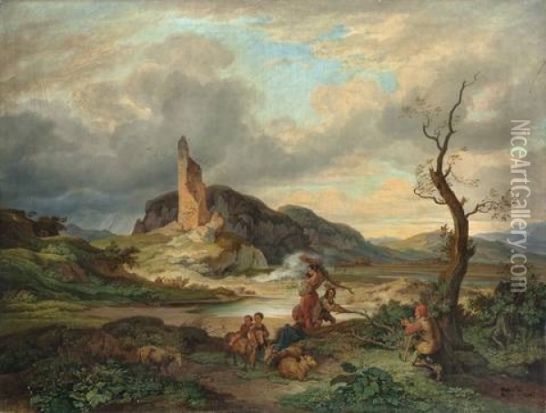 Torre Di Quinto Oil Painting - Friedrich Johann C.E. Preller the Elder
