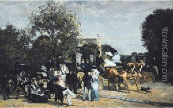 Promenade Au Bois De Boulogne Oil Painting - Auguste Molin