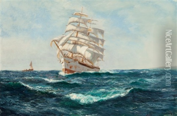 Clipper In Full Sail Oil Painting - Daniel Sherrin