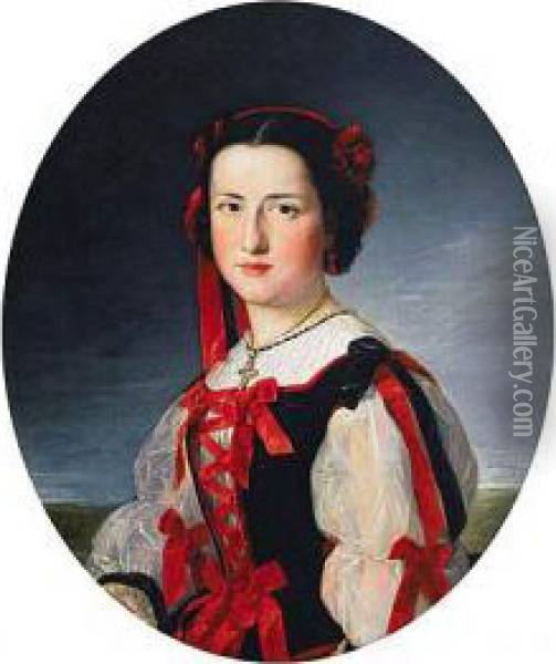 Retrato De La Infanta Dna. Maria
 Luisa Fernanda De Borbon Y De Borbon, Duquesa De Montpensier Oil Painting - Federigo De Madrazo Y Kuntz