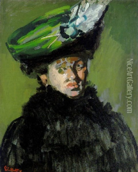 The Green Hat Oil Painting - Walter Sickert